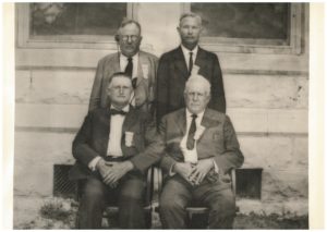 THIS COMMITTEE OF FOUR RANCHMEN Helped Locate, Finance and Establish This Sub-Station No. 14 From January 13th, 1915 to June 26th, 1916 Top Row, left to right: B. M. Talbert, Sonora, Texas; V. A. Brown, Rocksprings, Texas Bottom Row, left to right: R. E. Taylor, Sonora, Texas; the late J. B. Murrah, Del Rio, Texas